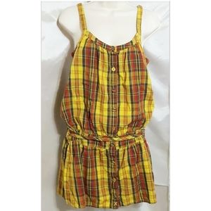 Hurley Plaid Sleeveless Long Tunic Swimsuit Cover